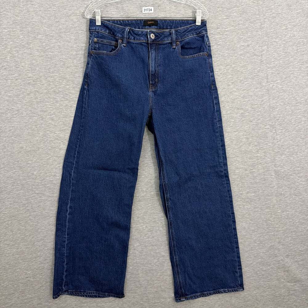 Quince Women's 31 Dark Wash Blue Bella Stretch Relaxed Straight leg Jeans